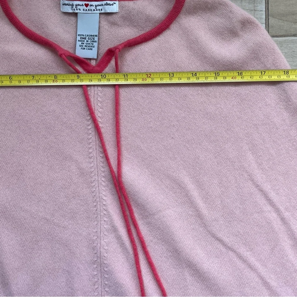 Pink Cape 100% Cashmere Poncho Sweater Fits Petite Fairy Asymmetrical Whimsy - Picture 6 of 8